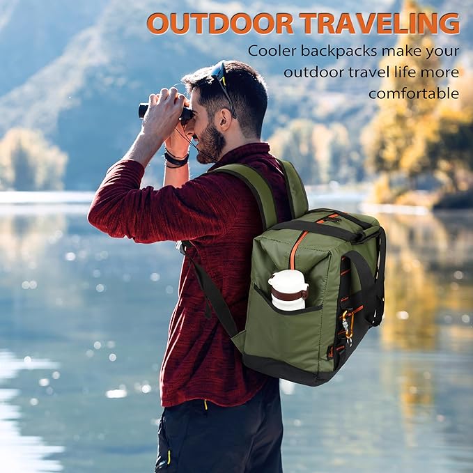 36 Cans Backpack Cooler, Leakproof Collapsible Soft Camping Insulated Cooler Bag, Waterproof Durable Cooler Backpack for Travel, Camping