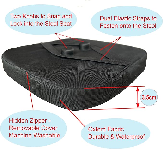Seat Cushion for Square Collapsible Stools (Exclude Stool), Original & Authentic Thick Chair Pad, Fits 10-Inch Square Telescopic Retractable Folding Stools (Cushion Only)