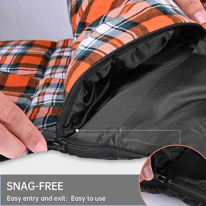 Double Sleeping Bag Cotton Flannel for Camping, Backpacking Or Hiking. Waterproof Queen Size Two Person Sleeping Bags for Adults Or Teens. Lightweight with Compression Sack