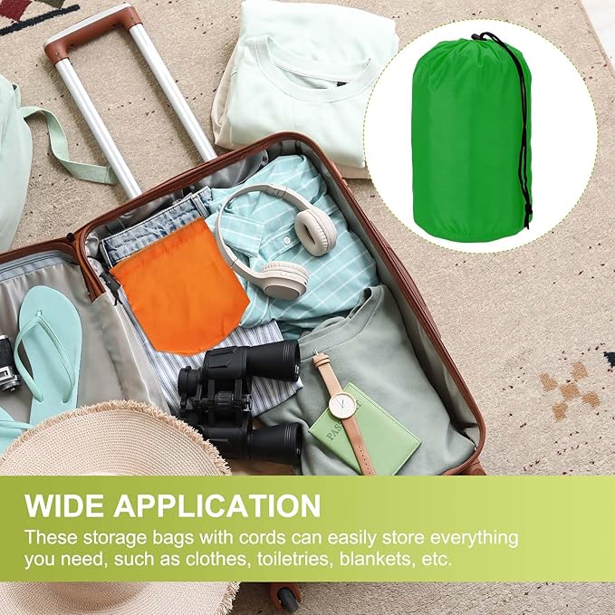 Stuff Sack, Nylon Waterproof Storage Sacks Portable Drawstring Dry Stuff Bag Gear Organization with Toggle, 5x10Inch Fit for Backpacking Camping Traveling Hiking(Green)