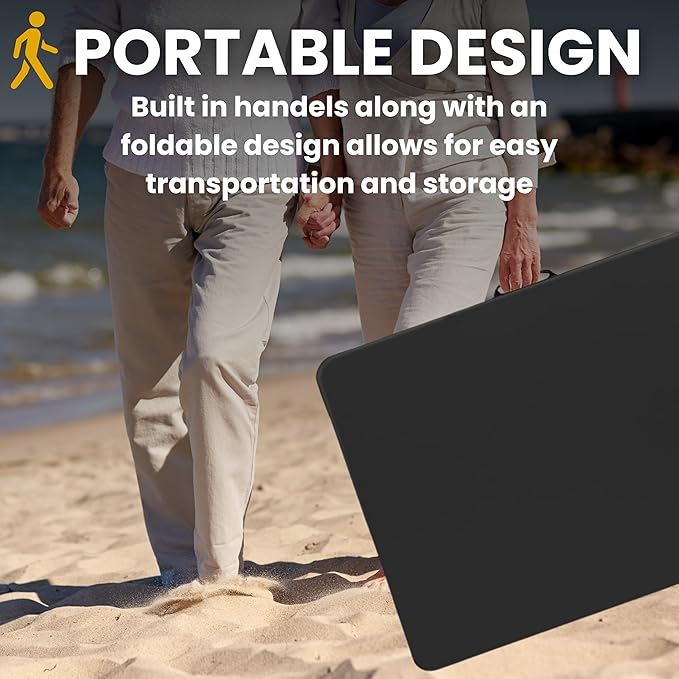 BTEXPERT Fold-in-Half Folding Utility Table 6 Feet 72" x 29.5" Lightweight Portable Carrying Handle, Indoor Outdoor Picnic Camping Office Home Party Wedding Event Easy to Clean Store & Care Black