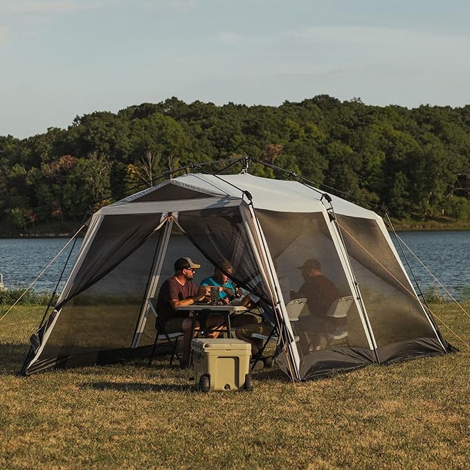 Bushnell Screenhouse with Instant Setup Technology | 14' x 10' Large Size with Extended Eaves Poles to Maximize Space For Camping & Hiking, For 8 Person