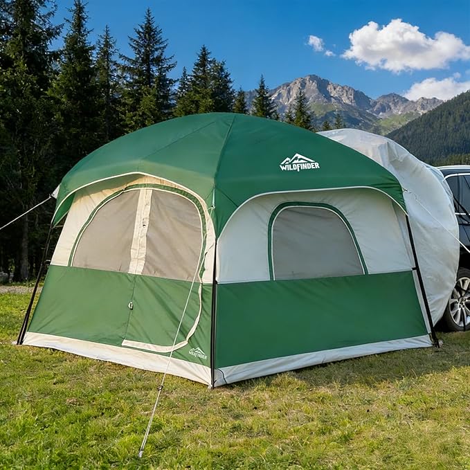 SUV Tent for Camping, 10x9ft Large Car Tent with PU3000 Waterproof, Universal Tailgate Tent Compatible with SUV, CUV, Minivan, Easy Setup Standalone Sheller for Outdoor Travel