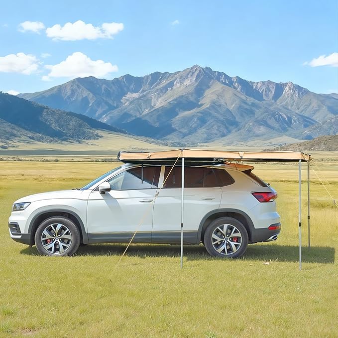 VEVOR 270 Degree Awning, 52 sq.ft Driver Side Vehicle Awning, Waterproof UV50+ Car Side Awnings with Carry Bag, All-Weather Free-Standing Overland Awnings Car Shelter for SUV Van Truck Camping