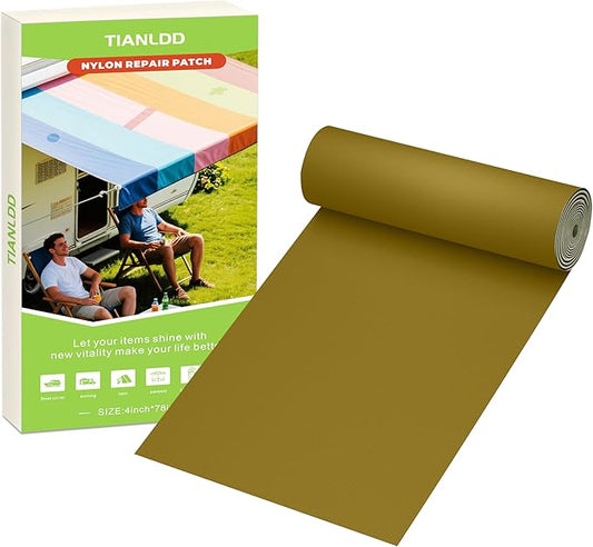 4x78in Nylon Repair Tape，Tent Repair Kit，Self Adhesive Waterproof Fabric Repair Tape for Tent, Umbrella, Sleeping Bag, Down Jackets,Knapsack.（Deep Yellow）