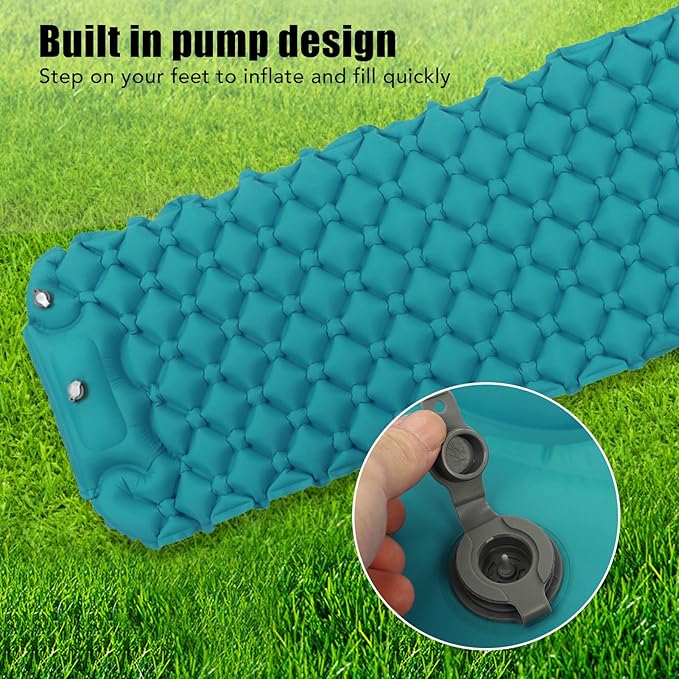 Topyond Inflatable Sleeping Mat, Camping Sleeping Pad Ultralight Inflatable Sleeping Mat with Built in Pump Backpacking Camping Air Mattress for Camping