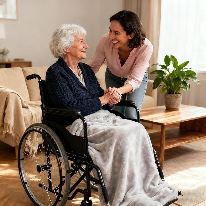 SNZ Cozy Wearable Blanket for Women & Men - 60"x33" Fleece Poncho, Warm Office Chair Lap Blanket, Travel, Camping & Home Wrap - Comfy Poncho Throw - Gift for Mom, Elderly