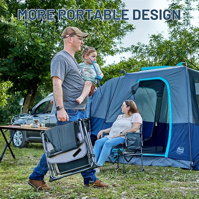TIMBER RIDGE Aluminum Camping Directors Chair with Side Table Pocket, Portable Folding Heavy Duty Lawn Chair for Fishing Trip Picnic Concert Outdoor 400lbs, Navy 2 Pack