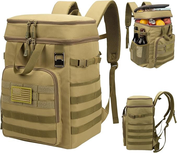 Pyrrhus 43L Cooler Backpack 45/55 Cans Insulated Leak Proof Tactical Backpack,2 Insulated Comaprtments Thermal Bag,Large Lunch Outdoor Backpack for Picnic, Beach, Work,Trip