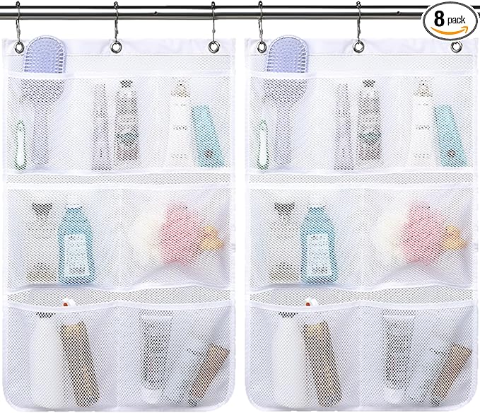 Mesh Shower Caddy Hanging, Quick-Drying Shower Organizer with 7 Pockets, Portable Bathroom Organizers and Storage for Shampoo, Soap, Loofah, Travel, and Cruise Essentials