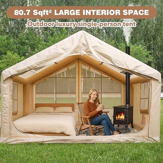 Inflatable Tents for Camping, Large Inflatable Camping Tent with Hand Pump, Easy Setup Tents for 2/4/6/8/10/12 People, Portable Glamping Tent
