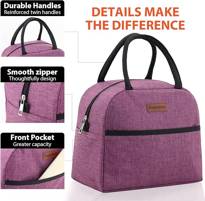 Insulated Lunch Bag for Women Men, Lunch Containers Reusable High Capacity Lunch Tote Bags for Work Picnic