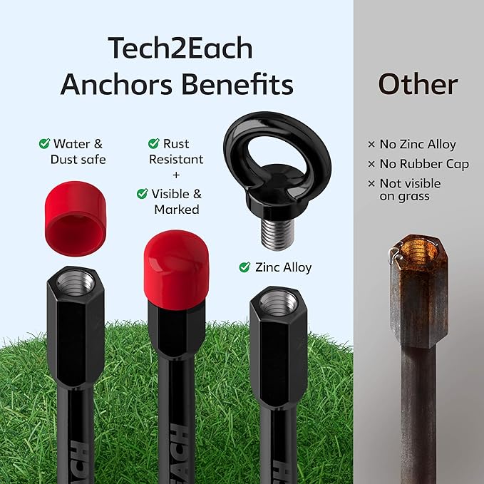 Ground Anchors Screw in 18 inch - Earth Anchor Heavy Duty Kit 8 Pack - Tie Down Swing Set Anchors - Auger Spiral Trampoline Stakes High Wind - Camping Carport Canopy Tent Stakes for Tree Shed Dog Sand