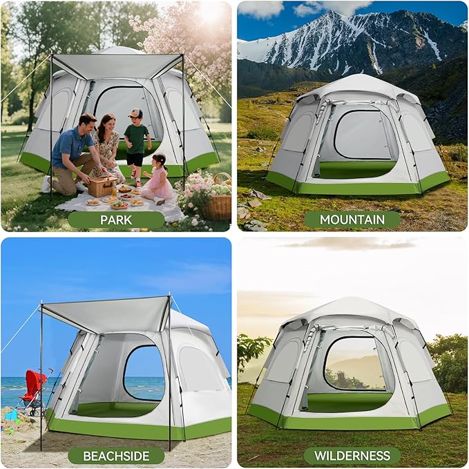 Camping Tent - 2/3/4 Person Instant Tent Easy Pop Up Tents for with Removable Rainfly, 60 Seconds Easy Setup Tent, Automatic,Waterproof Camping shelter Portablefor Camping Hiking Traveling