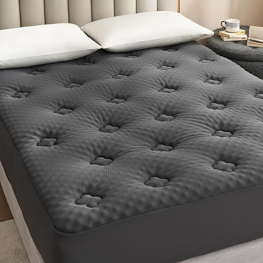 Hansleep Full Size Memory Foam Mattress Pad Topper, Full Foam Mattress Topper Viscose Derived from Bamboo, Full Bed Mattress Pad Cover for Back Pain Relief, 54" x75", Charcoal Grey