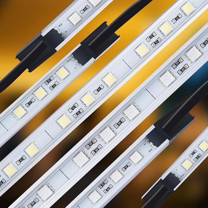 12V LED Light Bar Kit, 2 Bars White & 2 Bars Amber Adjustable Brightness RV Camping Lights - Waterproof IP67, Magnetic & Velcro Mount, Portable Lighting for Tent, Car, Trailer, Boat, Truck, Off-Road