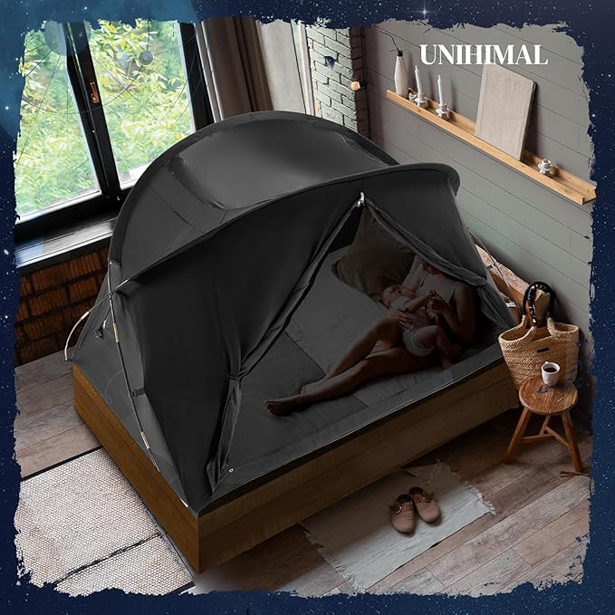Bed Tent Canopy Twin, Blackout Portable Sleep Tent Easy Setup, Breathable Mesh, Privacy Curtains for Adults, Ideal for Indoor