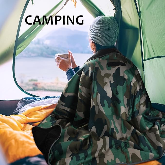 Tirrinia Large Waterproof Outdoor Blanket, Soft Warm Windproof Stadium Blanket with Sherpa Fleece and Foldable for Outdoor Sport, Baseball, Football, Beach, Concerts, Car