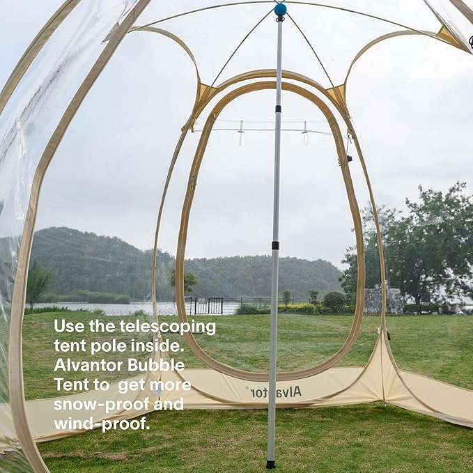 Alvantor Pop Up Bubble Tent - 10’ x 10’ Instant Igloo Tent - 4-6 Person Screen House for Patios - Large Oversize Weather Proof Pod - Cold Protection Camping Tent - Beige