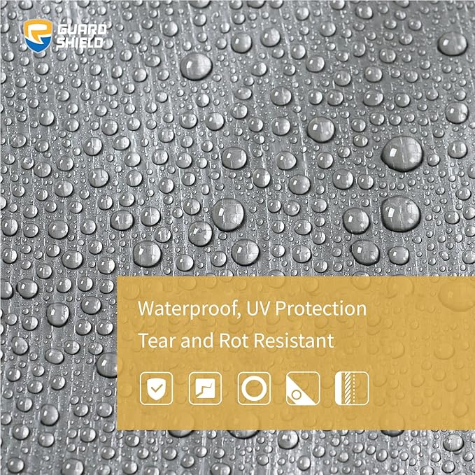 GUARD SHIELD Tarps Heavy Duty Waterproof 12x16 Feet Silver/Black Poly Tarp Cover Outdoor Thick UV Resistant Tarpaulin with Grommets 10mil (2-Pack)