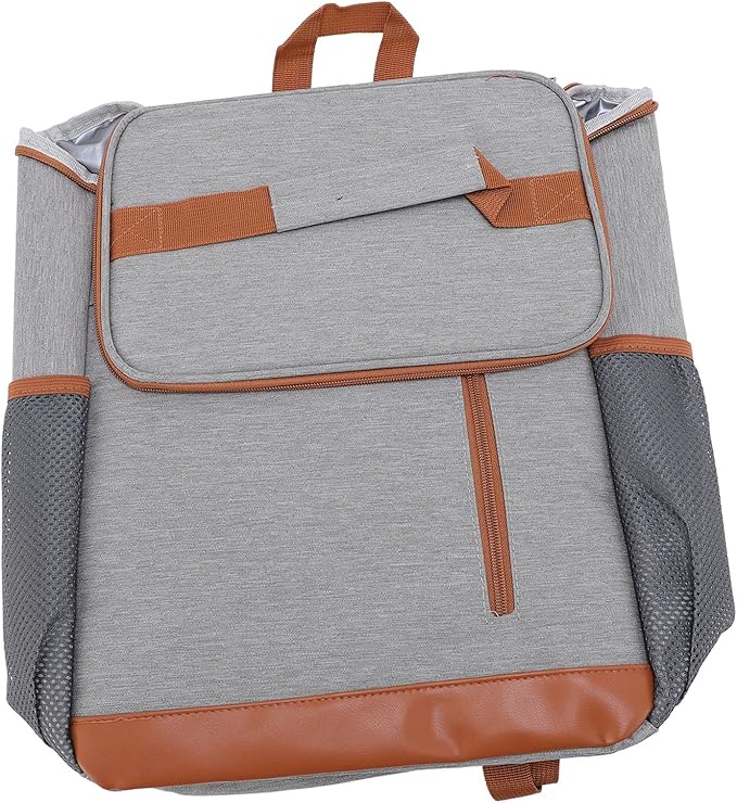 GOWENIC Cooler Backpack, Backpack Cooler Insulated Leak Proof for Men Women, Large Capacity Multi Compartment Storage Rain Proof, for Beach Travel Picnic Lunch Hiking Camping (Gray with Orange)