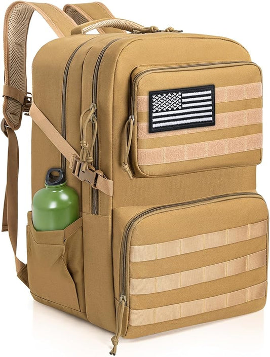 45L Tactical Backpack for Men, Water-resistant Military MOLLE Assault Backpack Bag for Hunting Camping Travel (Khaki)