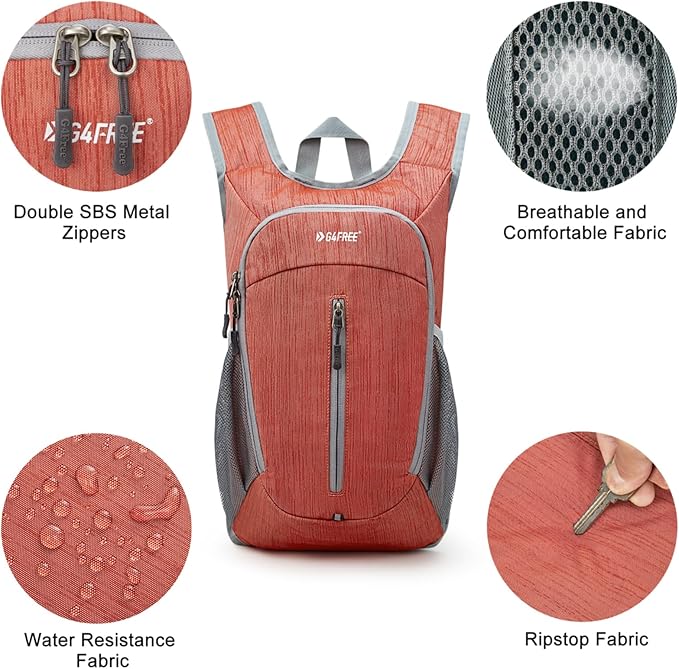 G4Free 10L Hiking Backpack Small Travel Hiking Daypack Lightweight Packable Backpack Casual Foldable Shoulder Bag