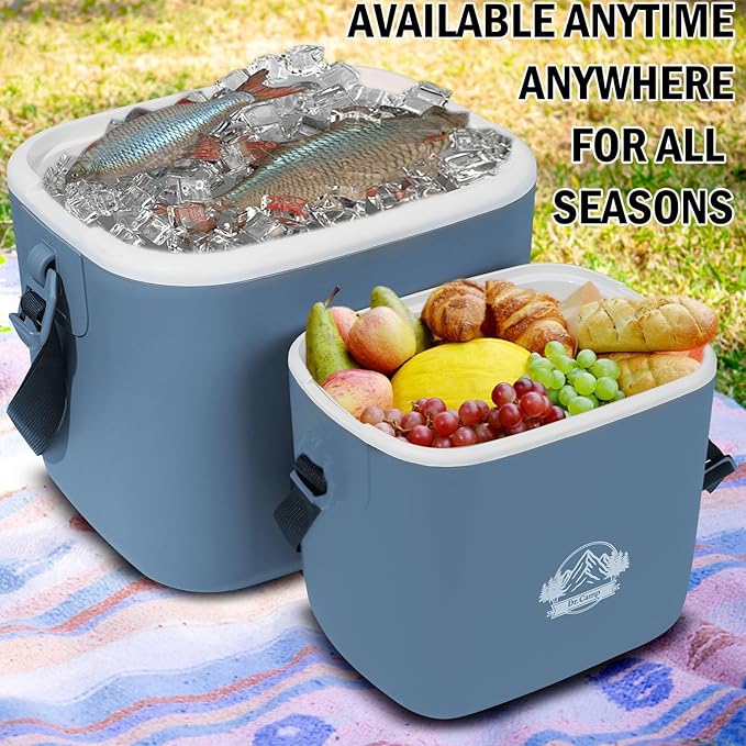 Dr Camp 15qt Insulated Cooler Box for Ice Beverage Food Storage Portable Ice Chest for Camping Picnic Tailgate Outdoor Use Chiller Caja Enfriadora Portátil para Camping