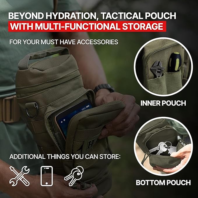 Orca Tactical Molle Water Bottle Pouch - Molle Water Bottle Holder Fits Most 32 and 40 oz Bottles - Water Bottle Pouch for Backpack - Thicker Insulated Water Bottle Holster Keeps Drinks Cooler Longer