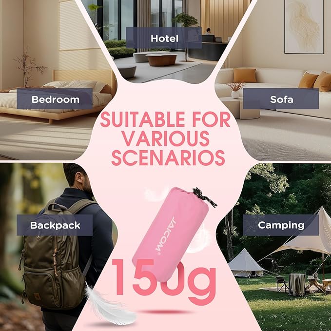 Ultralight Sleeping Bag Liner - 5.3 oz Washable Adult Sleep Sack & Travel Sheets, Self Tan Sleep Sack with Two-Way-Zipper, for Backpacking, Hotel, Camping, Travel