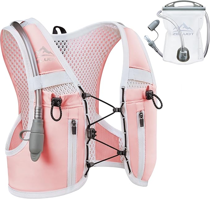 Kids Hydration Backpack with Water Bladder, USA Original Patent, Adjustable Reflective Running Vest with 8 Pockets, Lightweight Kids Hiking Backpack for Boys & Girls