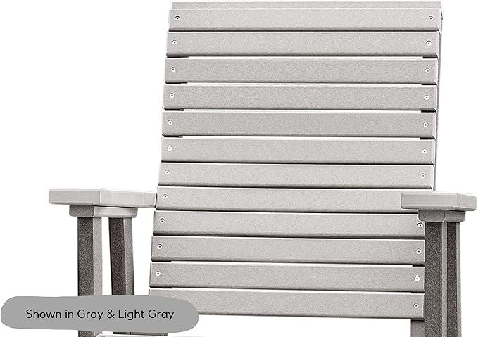 DutchCrafters Modern Horizontal Slat High Back Poly Glider Outdoor Patio Chair (Black & Light Gray)