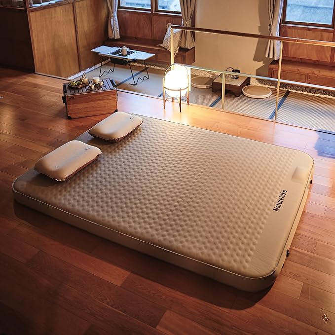 Naturehike 4.7’’ Thick Self Inflating Sleeping Pad with Built in Electric Pump, Double Foam Camping Mattress 2 Person, ISPO Award Winning Processes Foam, Camping Sleeping Pad for Tent, Car, Truck