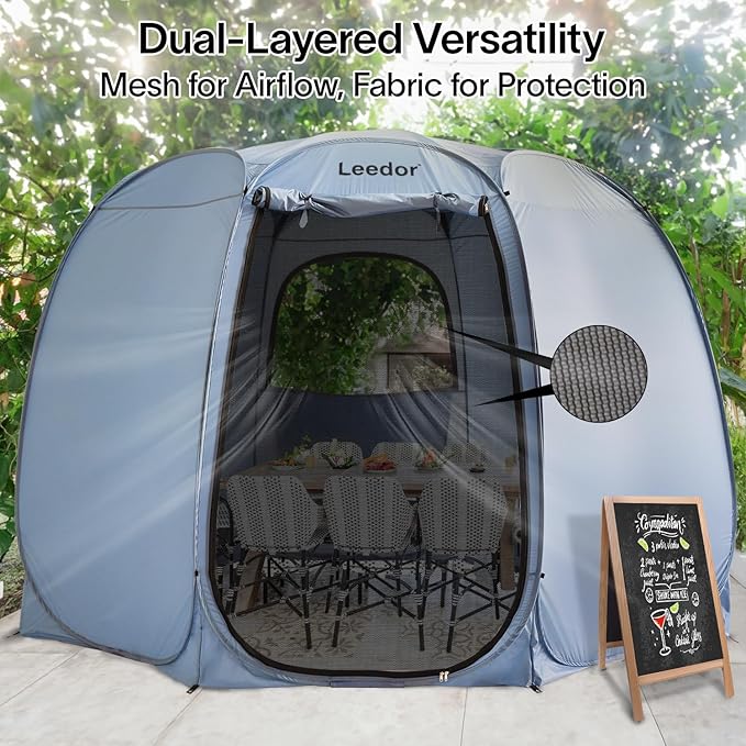 Leedor® 10'x10' Pop Up Canopy Tent - Ventilated Mesh Walls, UPF 50+ Perfect for Camping, Beach, Events, and Outdoor Party Decorations, Hexagon Sun Shade All-Season Shelter (Not Waterproof) 4-6 Person