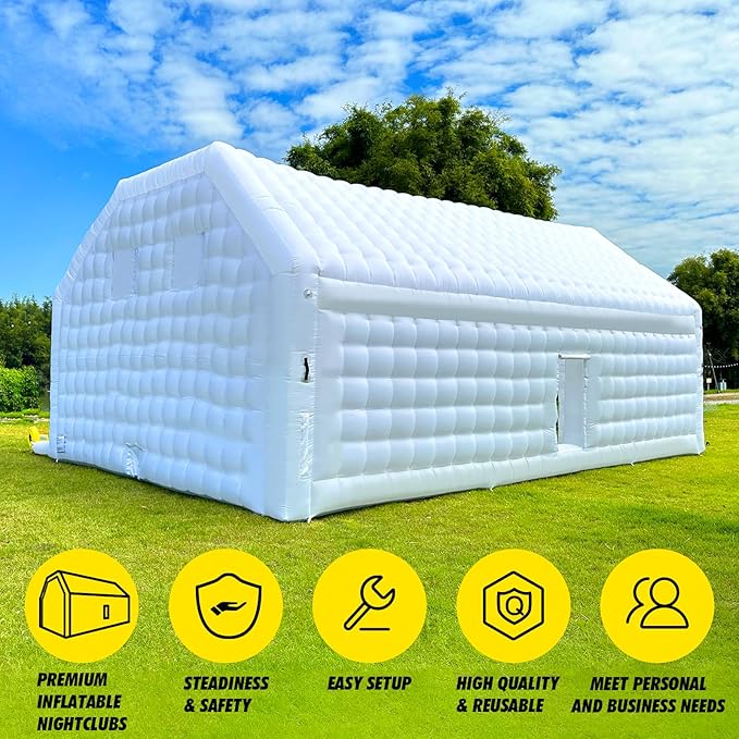 WARSUN Large White Inflatable Night Club 30x20x13Ft Inflatable Party Tent with Logo Area Disco Cube Gazebo Event House for Wedding Birthday Raves Dance Floor Yard Party Business