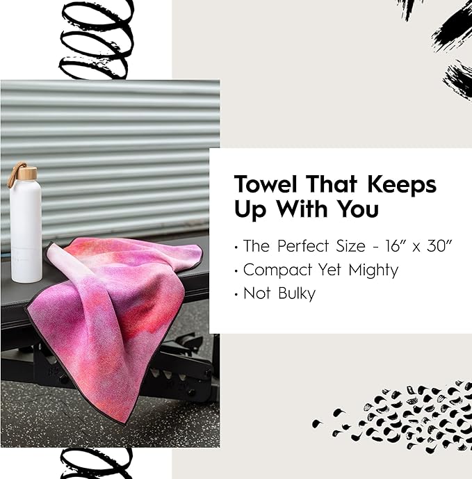 GEOMETRY Gym Towels for Working Out - Double Sided, Super Absorbent Microfiber Sweat Towel, Compact & Quick Dry - Premium Microfiber for Gym - Amanda, 16" x 30", 1 Piece