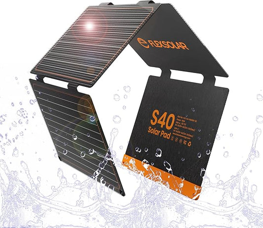 FlexSolar 40W Portable Solar Panel Folding Solar Panel with USB-C PD 18W,USB-A QC3.0 Ports, IP67 Waterproof ETFE Solar Charger for Traveling Camping Compatible with Phone iPad Power Banks