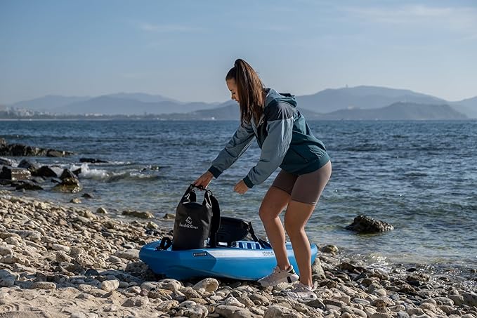 EARTH&RIVER Premium Waterproof Dry Bag Backpack, Extra Thick, Protection for All Water Activities & Camping, Floating Lightweight Dry Bag & IPX8 Waterproof Phone Case (Black, 10L)