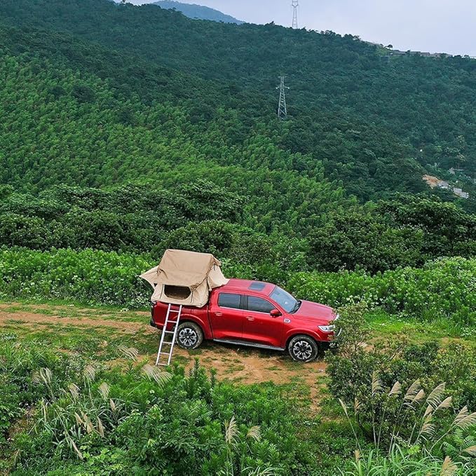 The roof Tent with 2000 Waterproof Lattice Cloth for Using as a Camping Necessity A Mobile Home Truck Bed Tents