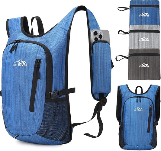 Small Hiking Daypack,15L Waterproof Hiking Backpack Packable Lightweight Travel Day Pack for Women Men (Oxford Blue)