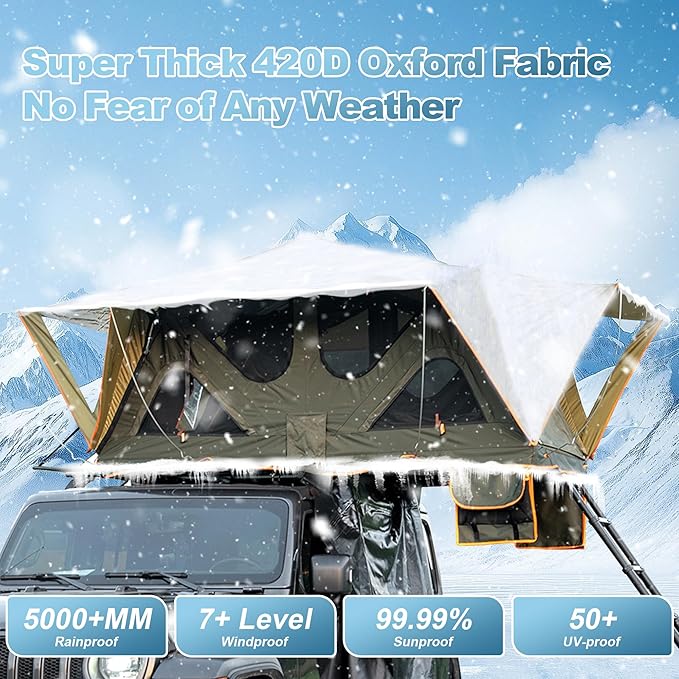Naturnest Rooftop Tent, Great View Ventilation Light Weight Tent for 2 Person Camping, Waterproof Windproof UV-Resistant Blackout Privacy 4 Season Tent for Truck, Jeep, SUV, Van, Trailer - Andromeda