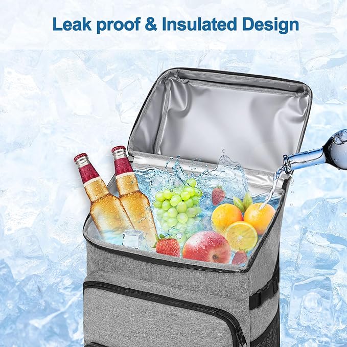 MOSISO Cooler Backpack, 40 Cans Large Capacity Leakproof Insulated Soft Backpack Cooler, Portable Lightweight Beach Cooler Bag for Men Women, Waterproof Lunch Bag for Picnics Camping Hiking