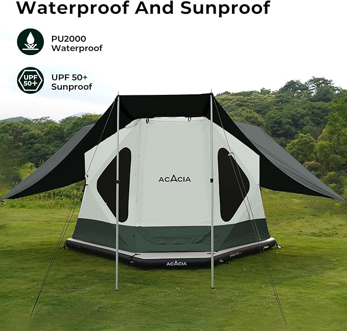 ACACIA Canopy 4 Person for Space Acacia Camping System, PU2000 Waterproof Camping Tarp for 4 Season Camping, UPF50+ Sunproof Tent Tarp with 4 Telescoping Poles, Carry Bag, Summer Night