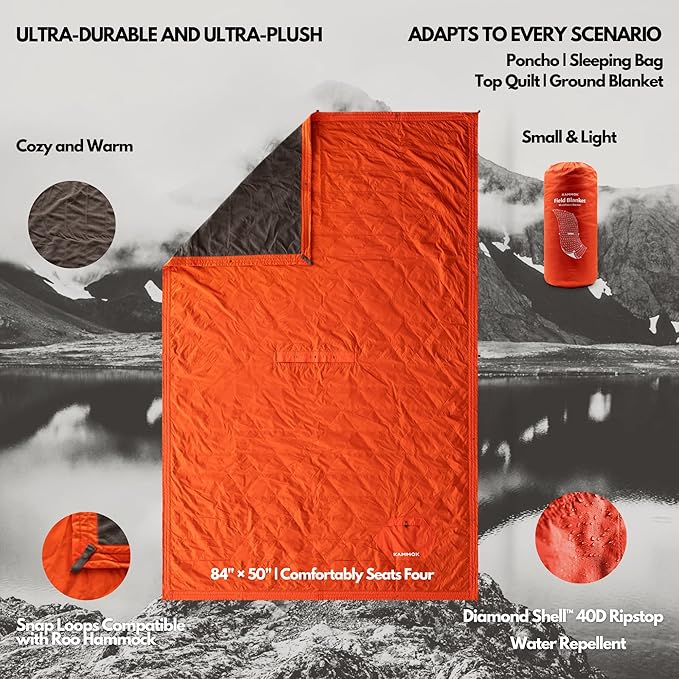 KAMMOK Field Blanket - Microfleece, Water Resistant, Portable, Durable, Indoor/Outdoor Camp Blanket (84 in × 50 in) - Cacti Print