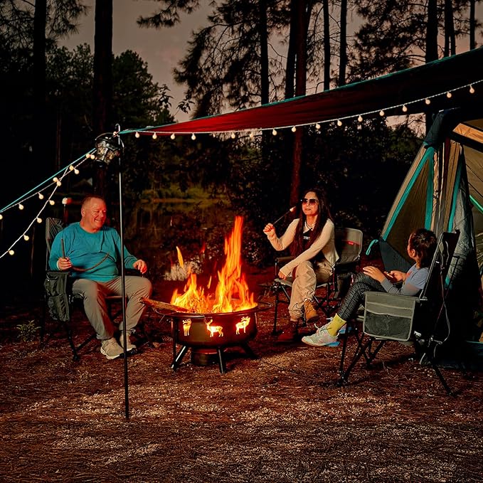 TIMBER RIDGE Heavy Duty Aluminium Heated Camping Chair with Compact Size, Portable Directors Chair Supports Up to 400lbs with Side Table and Pocket for Camping, Lawn, Sports (Power Bank not Included)