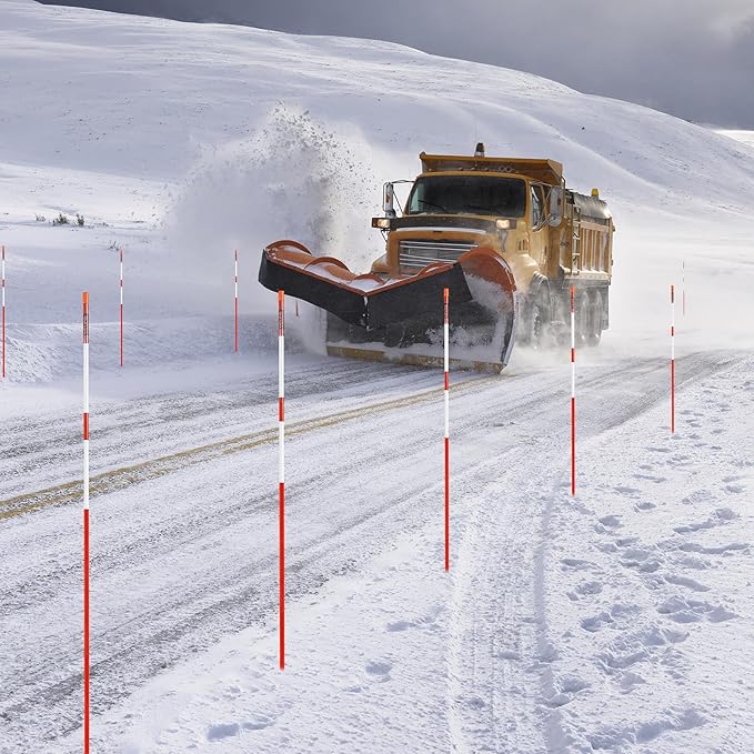 VEVOR Driveway Markers, 20Pcs 58 in Long 5/16 in Dia, Hi-Visibility Driveway Reflectors with 12 in Steel Drill Bits, Reflective Snow Sticks Fiberglass Pole for Parking Lots, Walkways, Snow Plowing