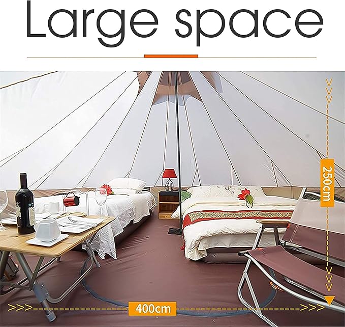 GeRRiT Lightweight Camping Tent, 4-Season Yurt Tents for Camping, 4m Bell Tent, 3-10 Persons Waterproof Polyester Tent, Festivals and Human shelter for inhabiting or Leisure