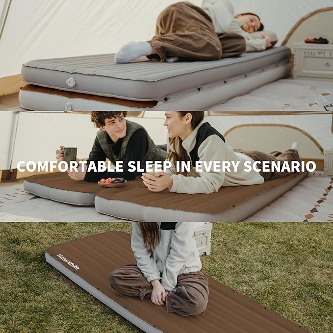 Naturehike 20oz Ultralight Sleeping Pad with Sidewalls, Insulated Inflatable Sleeping Pad 6.5R, Lightweight Sleeping Mat for Camping, Hiking, Backpacking, 10cm Thickened
