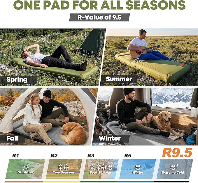 Self Inflating Sleeping Pad with Electric Pump, 4" Ultra-Thick Memory Foam Camping Pad, 4 Season Camping Mattress Pad with Removable Cover, Camping Essentials Gear for Tent Travel Car