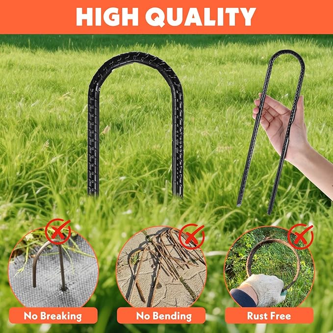 10 Pack Heavy Duty Trampoline Anchors, Black Wind Stakes 12x3cm Metal Ground Stakes for Swing Set, Tent, Outdoor Safety